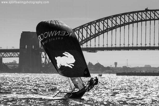 Rabbitohs-kenwood spinnaker action in high wind. © Beth Morley - Sport Sailing Photography http://www.sportsailingphotography.com